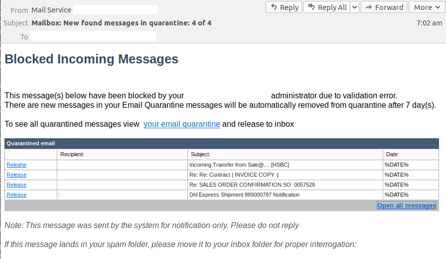 Phishing Email Scam Claims Your Incoming Messages Were Blocked